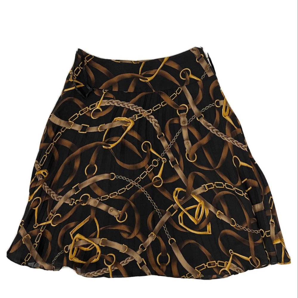 Ralph Lauren Pleated Equestrian Silk Skirt Size 8